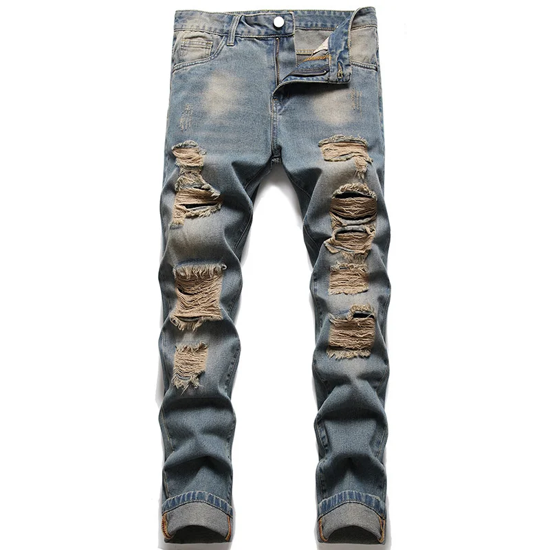 

Men's Jeans Solid Color Pocket Stretch Denim Straight Pants Spring Summer Business Casual Men's Camping Jeans Everyday Street