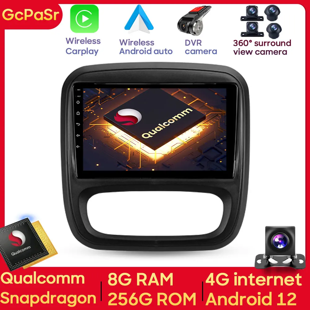 

For Renault Trafic 2014 - 2021/Opel Vivaro 2014 - 2018 Qualcomm Snapdragon Car Radio Multimedia Player Carplay Android Auto Wifi