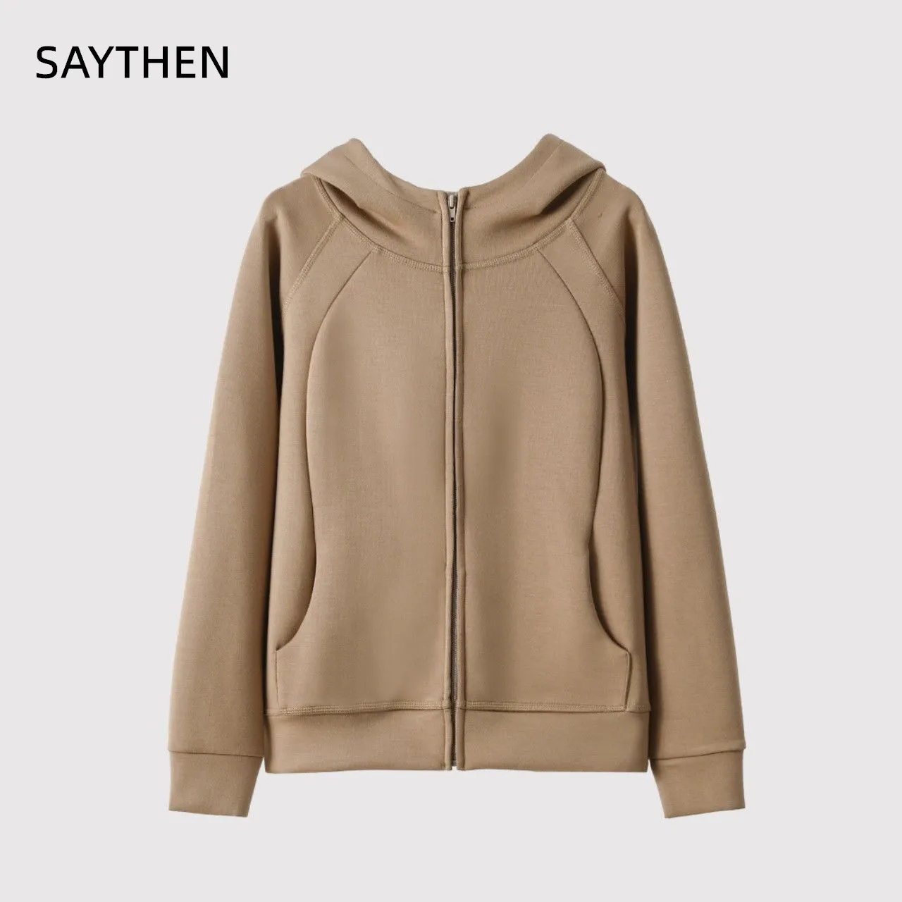 

SAYTHEN 2023 Осенняя новая однотонная теплая толстовка кардиган Свободная Повседневная модная куртка на молнии SAYTHEN