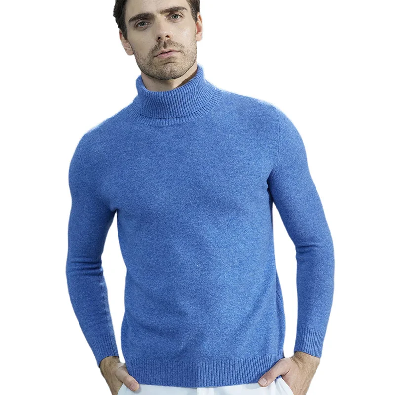 

Men Knitted Sweaters Casmere Sweater 100% Merino Wool Turtleneck Lon-Sleeve Tick Pullover Winter Autumn Male Jumpers Clotin