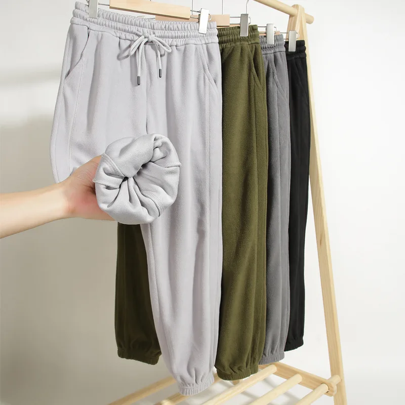 Мужские зимние теплые толстые флисовые брюки мужские бархатные джоггеры из