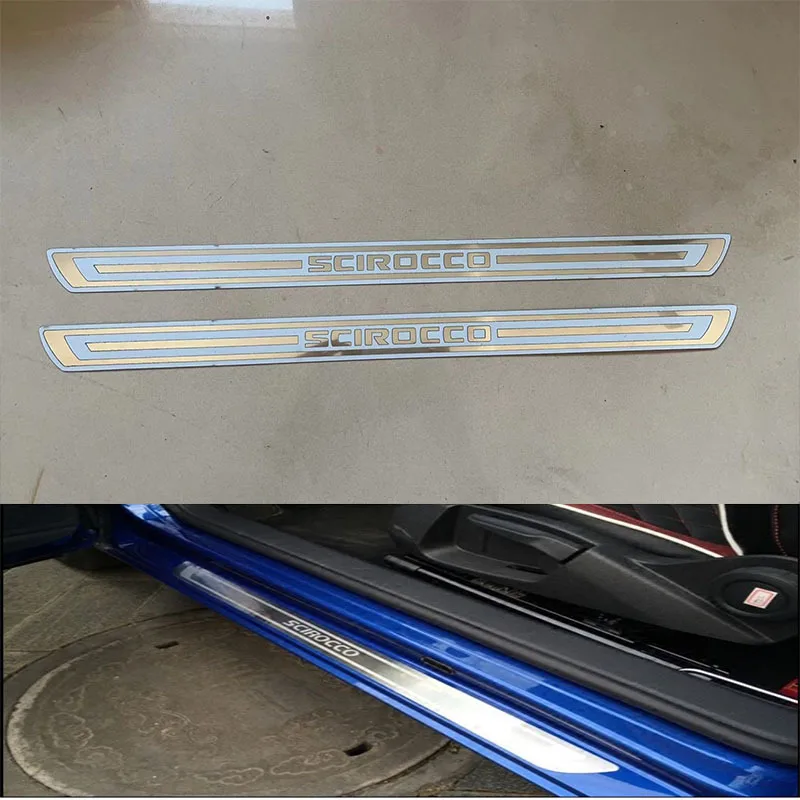 

For Volkswagen Scirocco 2009-2016 ultrathin stainless steel Welcome pedal car threshold guard anti-scratch car accessories