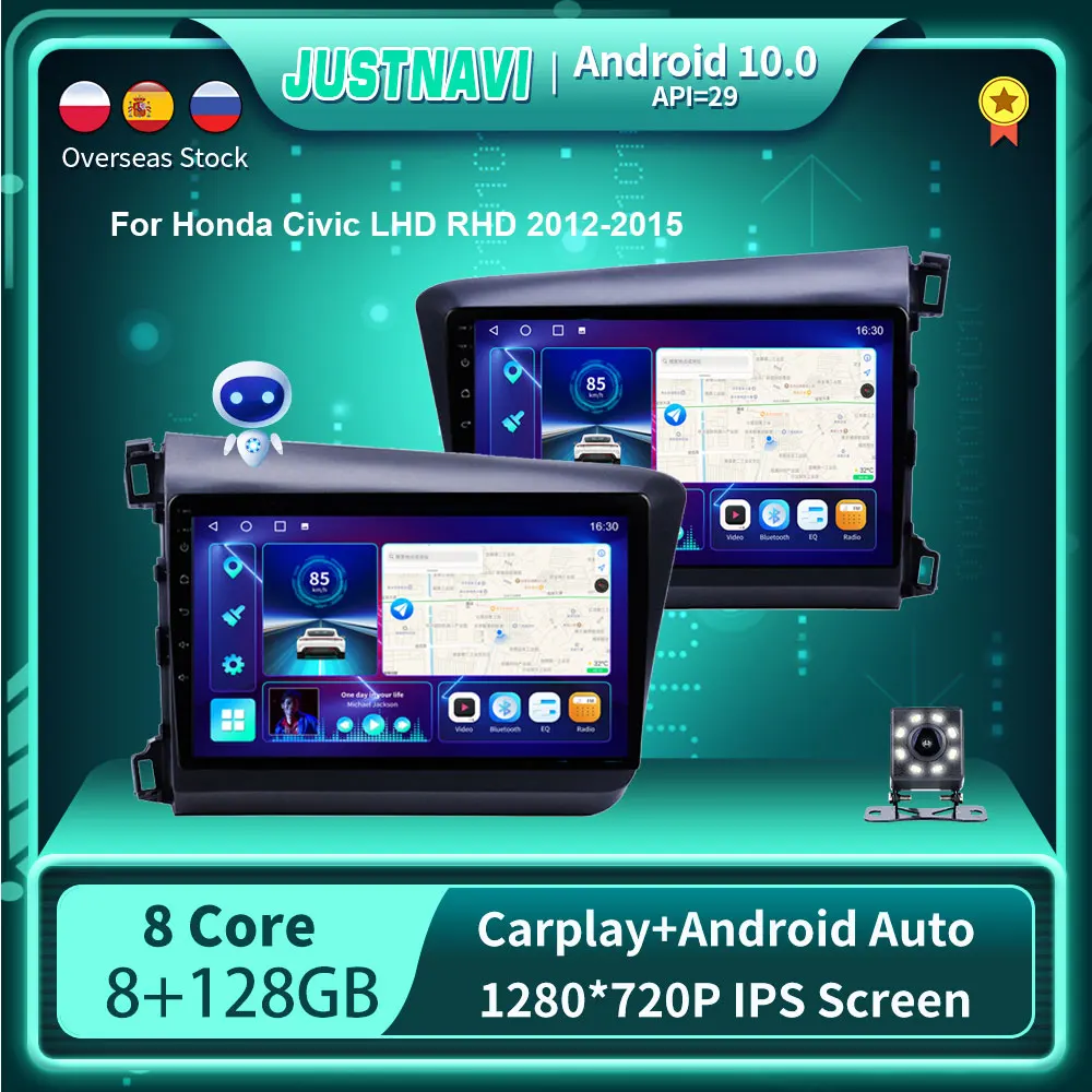 

Автомобильное радио 8G 128G для Honda Civic LHD RHD 2012-2015 Navi GPS Авторадио Carplay Android Авто DSP мультимедийный плеер стерео NO 2din
