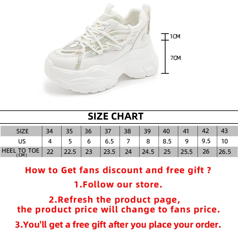 8CM Air Mesh Women Summer Rhinestones Shoe Platform Sneakers Soft Sole Chunky Heel Women Fashion Breathable Sneakers Woman Shoes