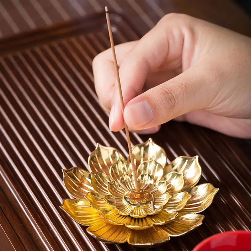 

Backflow Incense Burner Stick Incense Holder Home Buddhism Decoration Coil Lotus Censer Bronze Air Vaporizer Home Decor Supplies