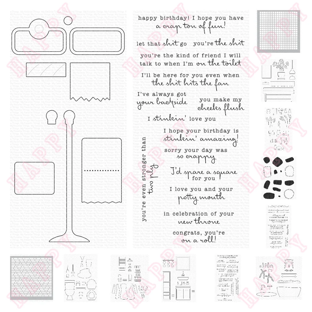 

Metal Cutting Dies Stamps Stencil Bathroom Furniture Washbasin Bath Scrapbook Decorative Embossing Handmade Paper Craft Template
