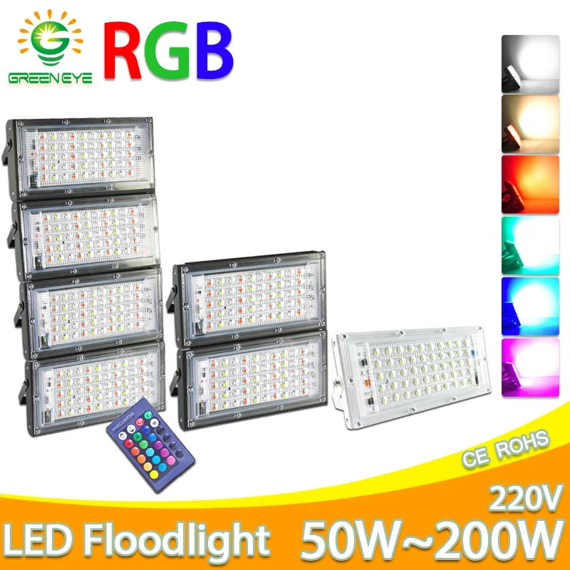 

LED Flood Light 50W 100W RGB led Floodlight AC 220V 240V LED street Lamp waterproof IP65 outdoor Lighting led cob spotlight