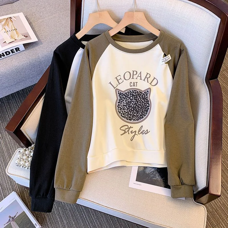 

2023 winter Korean women's plus-size letter print hoodie long sleeve loose casual