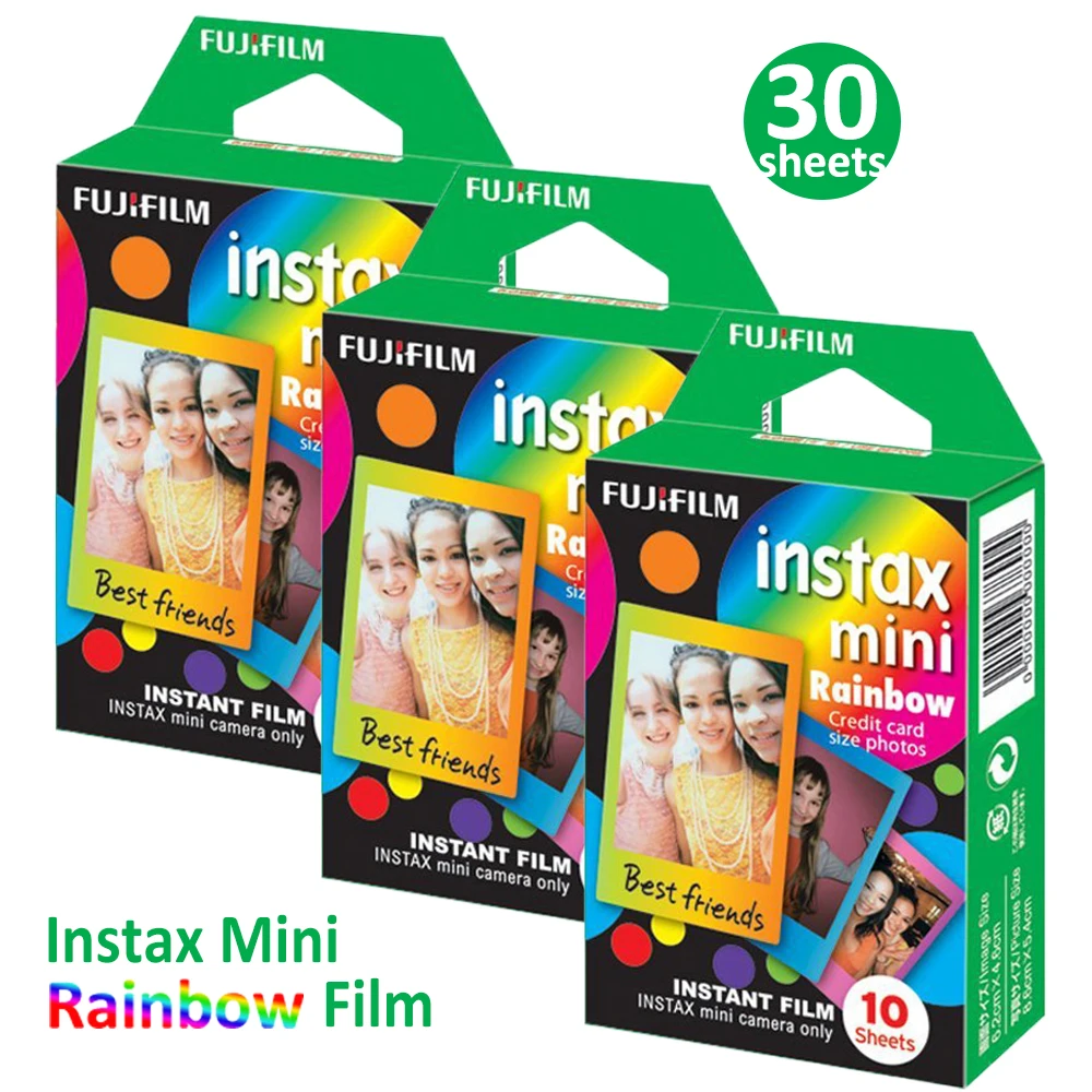 

Fujifilm Instax Mini Film 10-30 Sheets Rainbow Films Photo Paper For Fujifilm Instant Camera Mini 9 11 8 Link Sp-1 Sp-2 Printer