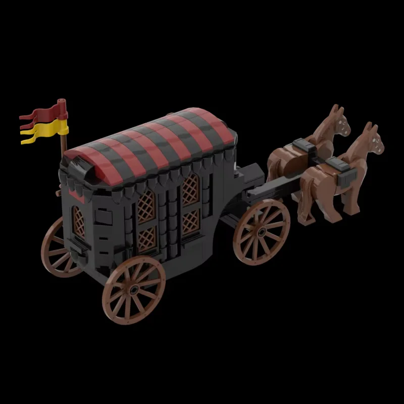 MOC-127645 Креативные строительные блоки средневековая модель карета рыцаря льва