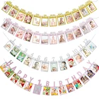 12 месяцы фоторамка, баннер на первый день рождения, украшение для детей, 1 год, для мальчиков и девочек, товары для дня рождения