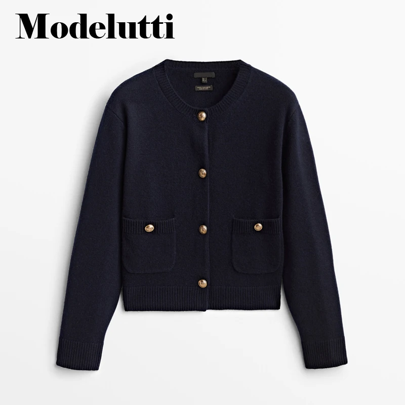 Женский однобортный вязаный свитер Modelutti Простой повседневный однотонный