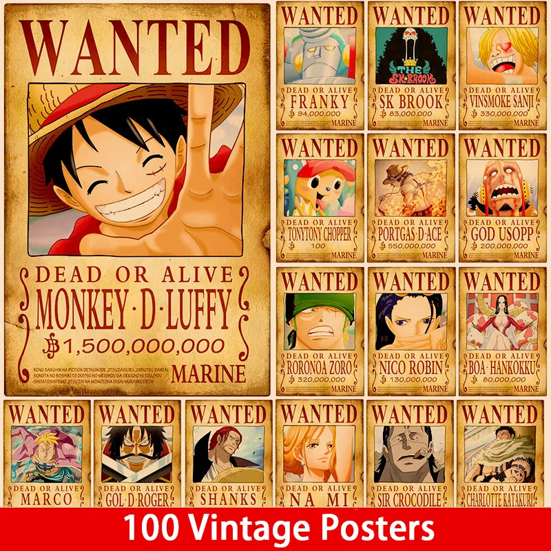 

Anime One Piece Action Figure Vintage Posters Living Children Room Wall Decoration Paintings Stickers Toys for Children Gifts