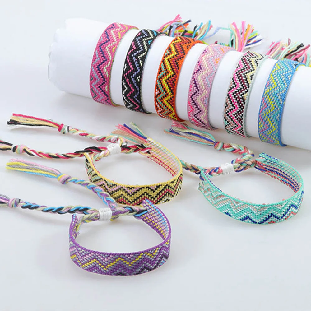 

12Pcs/Lot WholeSale Multicolor Handwoven Friendship Rope Bracelets Embroidery Women New Fashion Handmade Jewelry Present