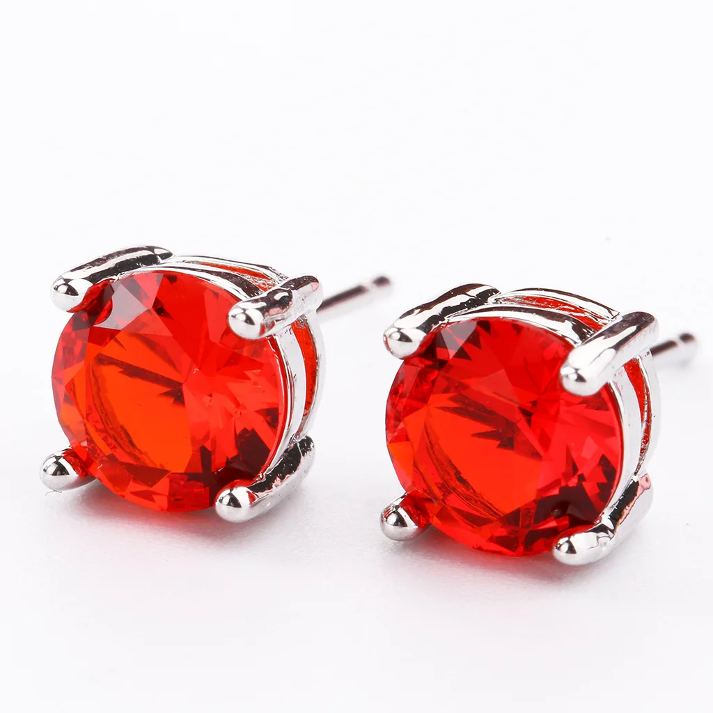 

New Arrival 9 Colors Stud Earrings for Women Genuine or Created Round Cut Birthstone Earrings Coquette Charms Jewelry Wholesale