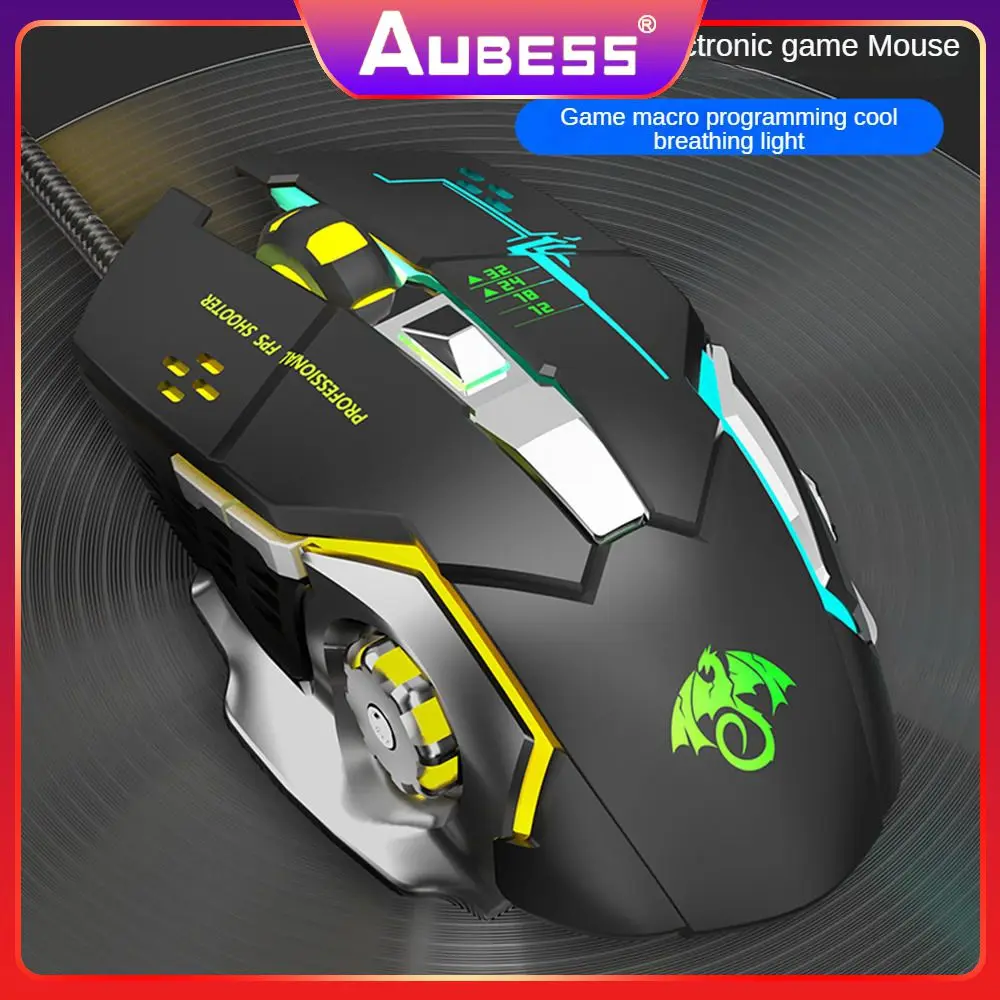 4-speed Dp Adjustable Wired Mouse 7-color Breath Light Stable Bottom Plate Esports Game Mouse Silent Click Ergonomic X6