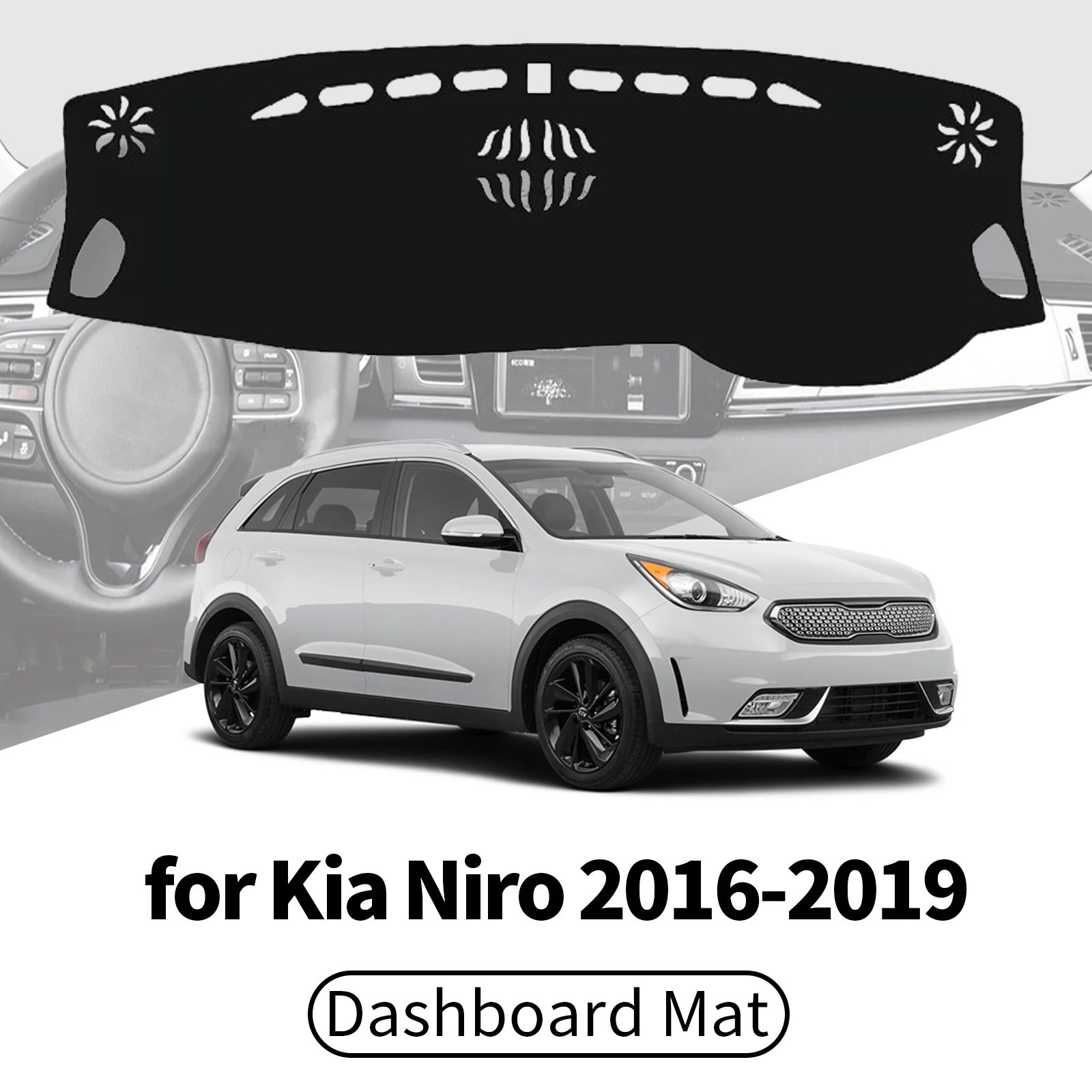 Фото Чехол на приборную панель автомобиля Kia Niro e-Niro 2019-2016, солнцезащитный коврик, анти-УФ, антибликовый, аксессуары для интерьера №1