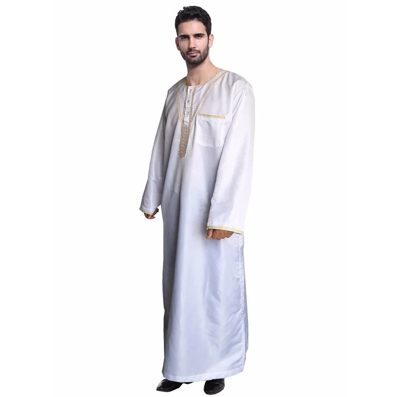 Men's Muslim Robe Daily Casual Commuter Colorblock Crew Neck Muslim Arab Middle East Men's Loose Robe Africa