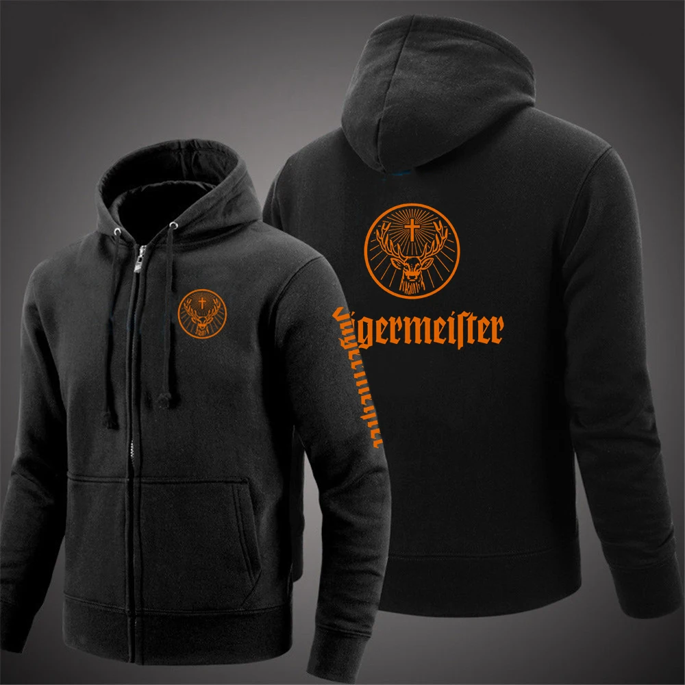 

2022 Spring Autumn Men New Jagermeister Zipper Comfortable Print Sweatshirts Cotton Hoodies Harajuku Fashion Male Coats