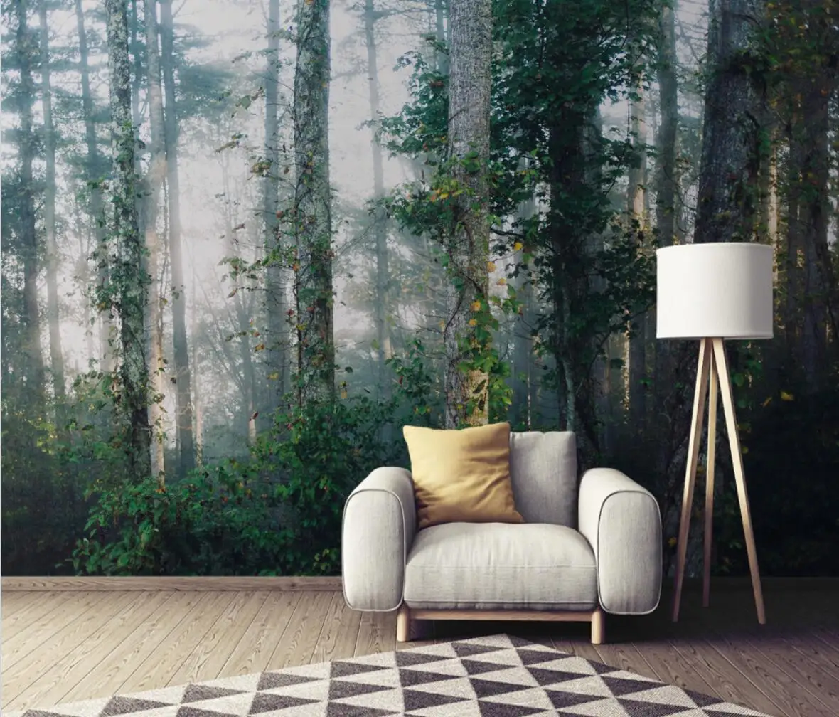 Custom Photo Wall Papers Home Decor Nordic foggy forest Mural 3D wallpapers Living Room wallpaper for bedroom walls Dining Room