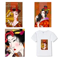 heat transfer iron on t shirt diy decorative stickers hand painted japanese singers ethnic female t shirt printing