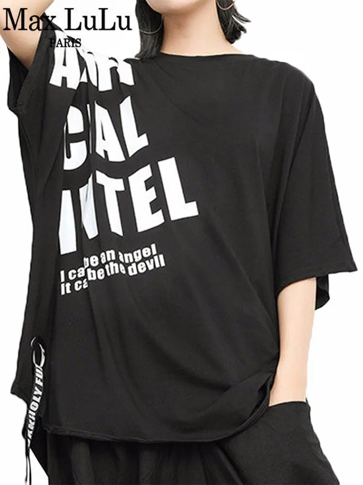 

Одежда Max LuLu 2022, роскошные европейские летние женские Топы Harjuku, женская футболка с принтом, Повседневная Уличная одежда, женские длинные фут...