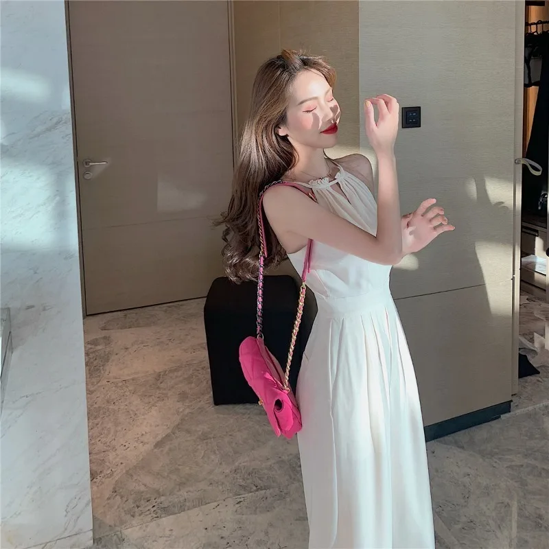 New High Waist Wide Leg Jumpsuit Women White Open Back Jumpsuit Summer 2023 Elegant Long Robe Fashion Streetwear Casual Homewear