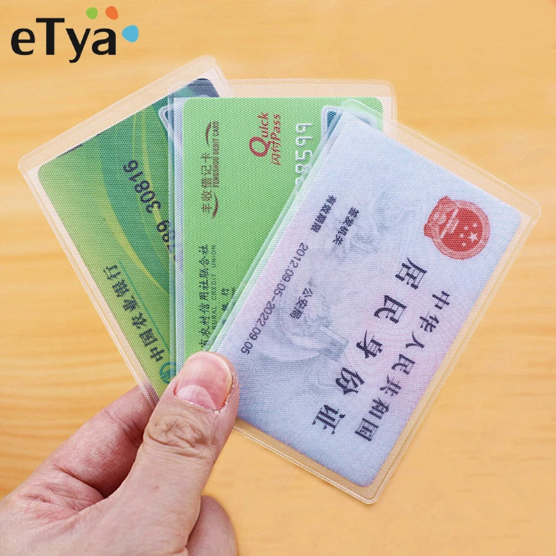 

10pcs PVC Transparent Card Holder Protect Wallet Business Bank ID Credit Card Holder Clear Bus Card Cover Case Pouch Bag