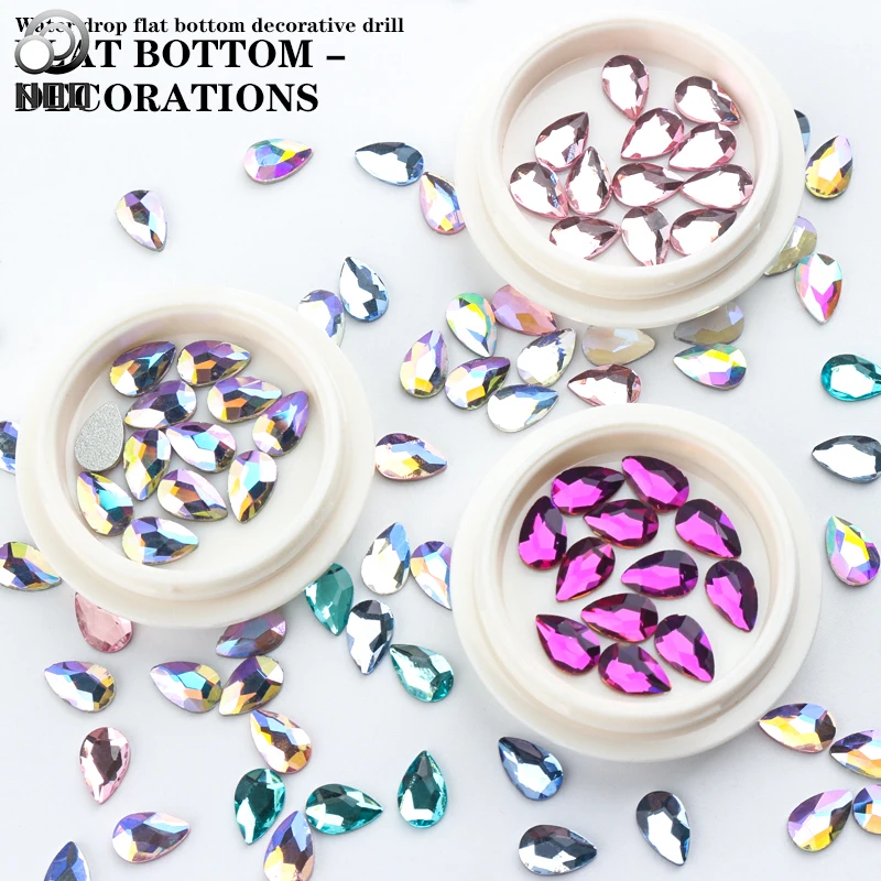 

12color Shiny Crystal 3D Nail Art Rhinestone Decorations Shape Flatback Glass Diamond Jewelry Design Manicure Accessories 12pcs