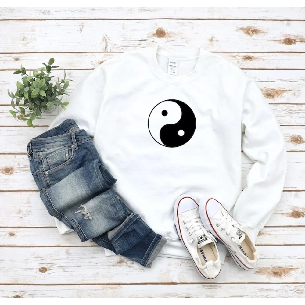 Худи с надписью умственное здоровье рубашка Инь-Янь Модный пуловер в эстетике