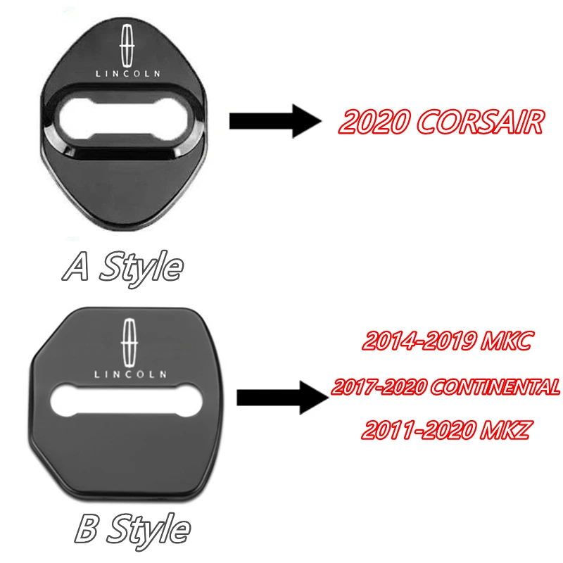 4pcs/set Stainelss Steel Car Door Lock Cover Emblem Stickers for Lincoln Continental MKC MKZ Corsair Protection Accessories - купить по