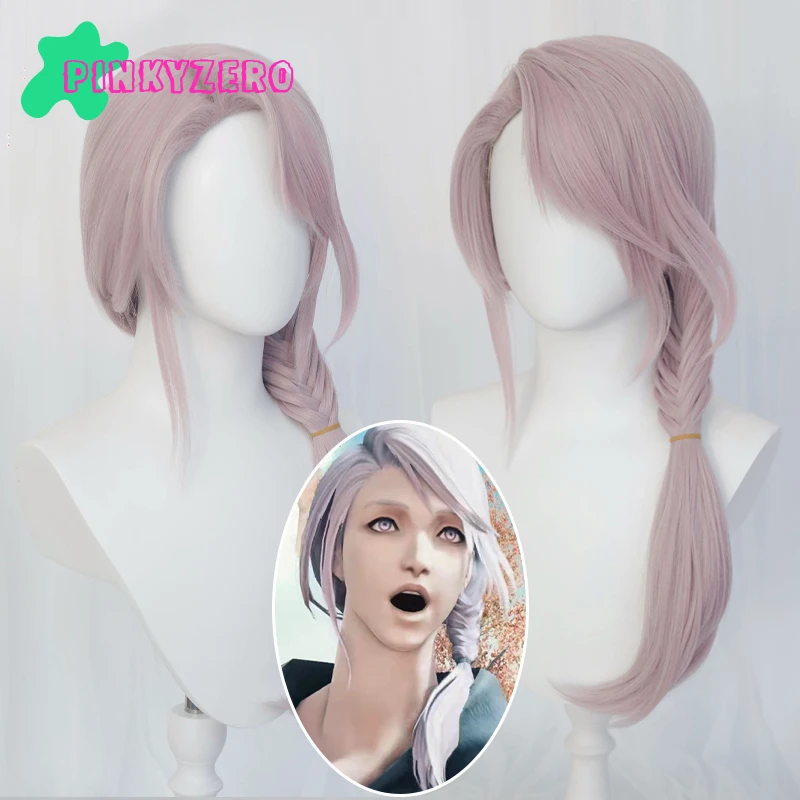 

FF14 Hythlodaeus Cosplay Wig Gray Pink Long Braided Heat Resistant Hair Halloween Game FINAL FANTASY 6.0 Headwear