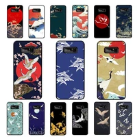 fhnblj chinese crane phone case for samsung note 5 7 8 9 10 20 pro plus lite ultra a21 12 02