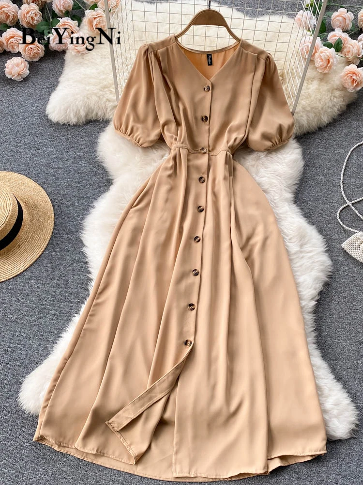 

Женское шифоновое платье-миди Beiyingni, винтажное пляжное платье с V-образным вырезом и цветочным принтом, элегантное шикарное платье с коротки...