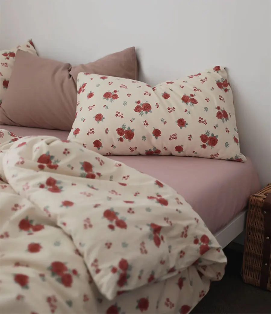 

Romantic sweet pastoral flower red rose bedding set,twin full queen french floral home textile bed sheet pillow case quilt cover