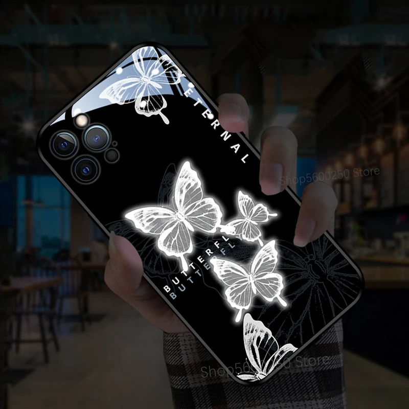 

3D Glitter Flash Hollow Butterfly Case For iPhone 12 11 Pro Max X XR XS 7 8 Plus Case Camera Protection Art Luxury Cover Coque