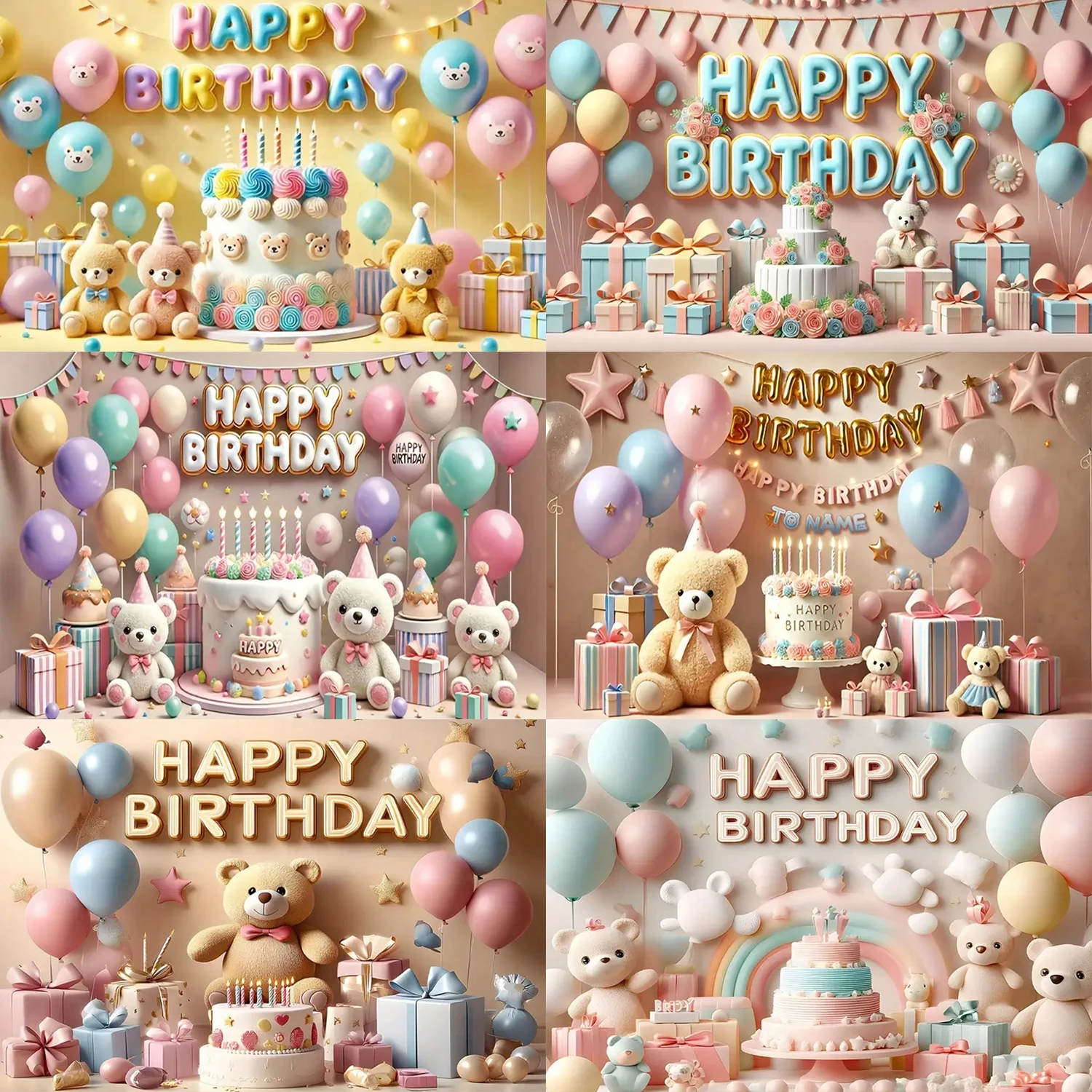 Милый 3D мультфильм Белые коричневые медведи тема фотографии фон Красочные