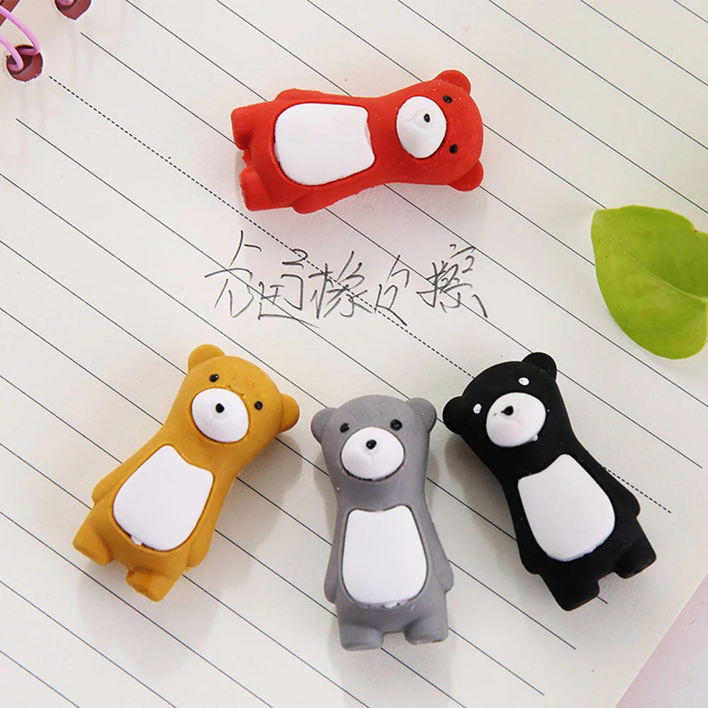

48 Pcs Accessories Award Erasers Bear Pencils Take Apart Bulk Cartoon Animal Shape Stationery