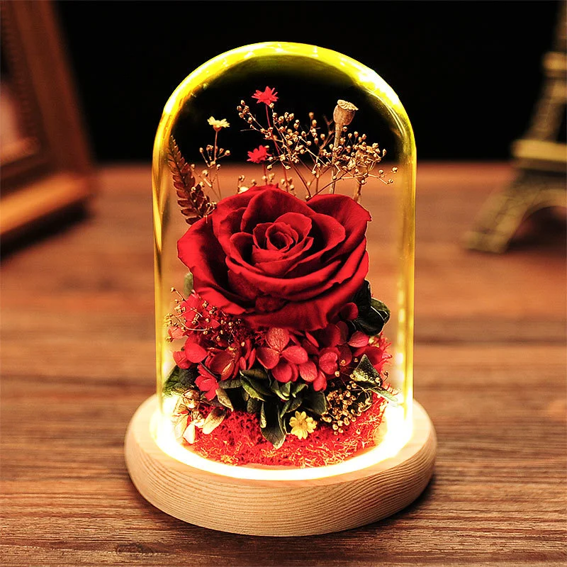Forever Rose Glass Cover Ornament Night Light 214 Valentine's Day Gift Girlfriend Birthday Gift Desktop Decoration Lamp
