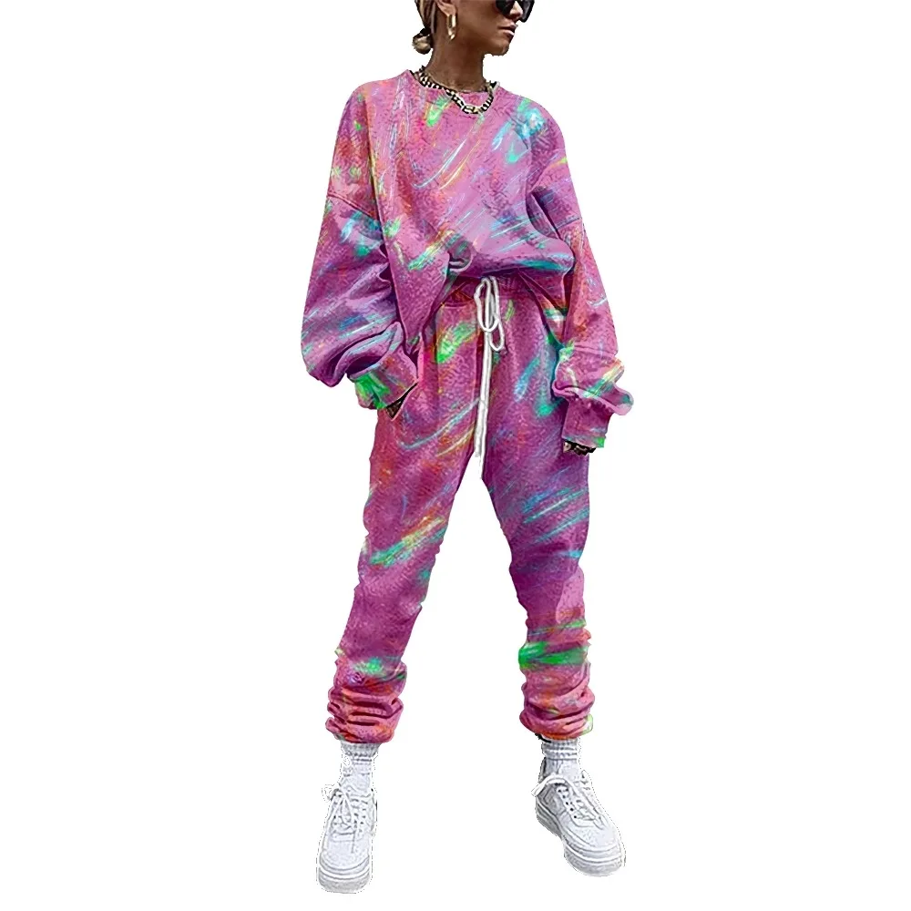 

Women Fashion Two Piece Set Suit Outfits Colorful Print Casual Sport Suit Winter Woman Set Autumn Women Tracksuit Lady