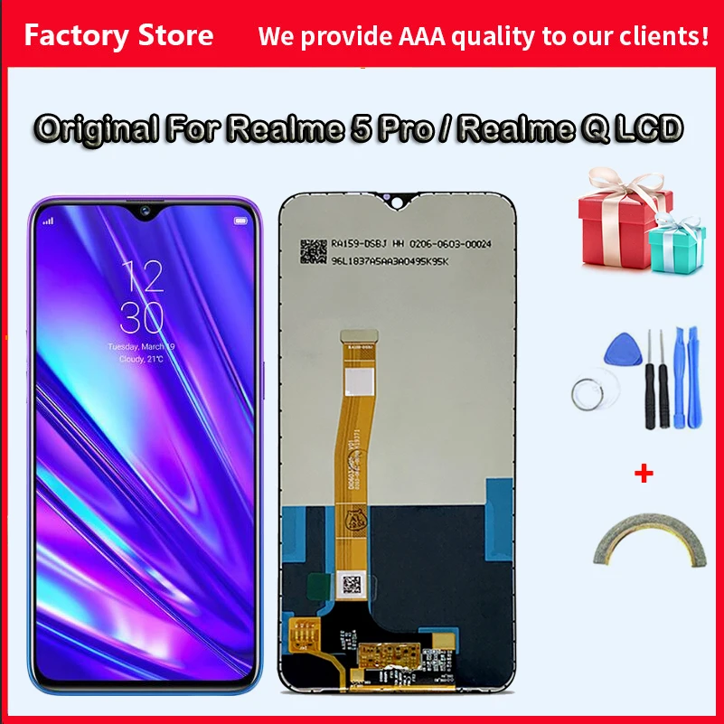

Оригинальный ЖК-дисплей для OPPO Realme 5 Pro, ЖК-дисплей, стеклянный датчик для Realme Q RMX1971 LCD