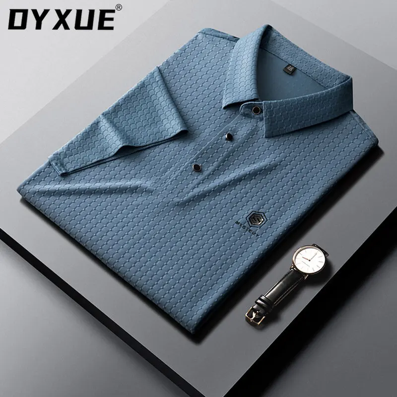 

DYXUE Men's Shirts New Polo Shirt Summer Soft High-quality Short Sleeve Casual Pure Color Fashion Lapel Embroidery Tops Tees