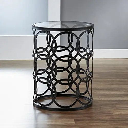

& Co.®Серебряные блокирующие круги Marblized стол, американский дизайн, серебряный, 16,75x16,75x22 дюйма