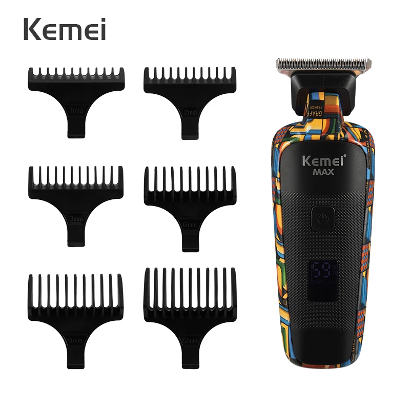 

Kemei Professional Hair Cutting Machine Zero Gapped Hair Trimmer for Men Haircut Clipper Cutter USB Shaver Beard Razor Barber