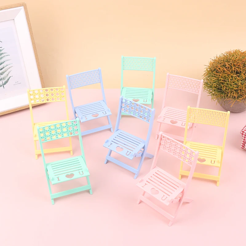 

112 Miniature Mini Cartoon Mini Cartoon маленький стул Складывание небольшого стула аксессуары кукол мебель держатель телефона подарок