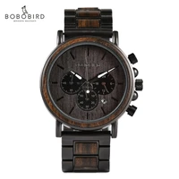 wooden watch bobo bird top fashion men quartz wristwatch military chronograph waterproof clcok great gift box reloj hombre