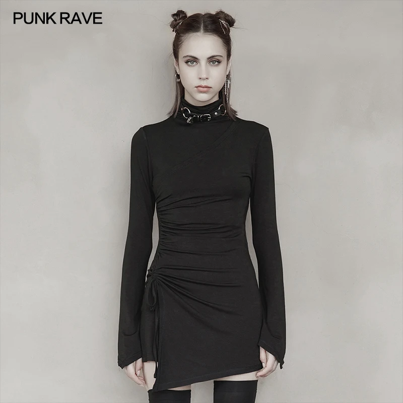 Женское готическое плиссированное платье в стиле Панк RAVE Повседневное