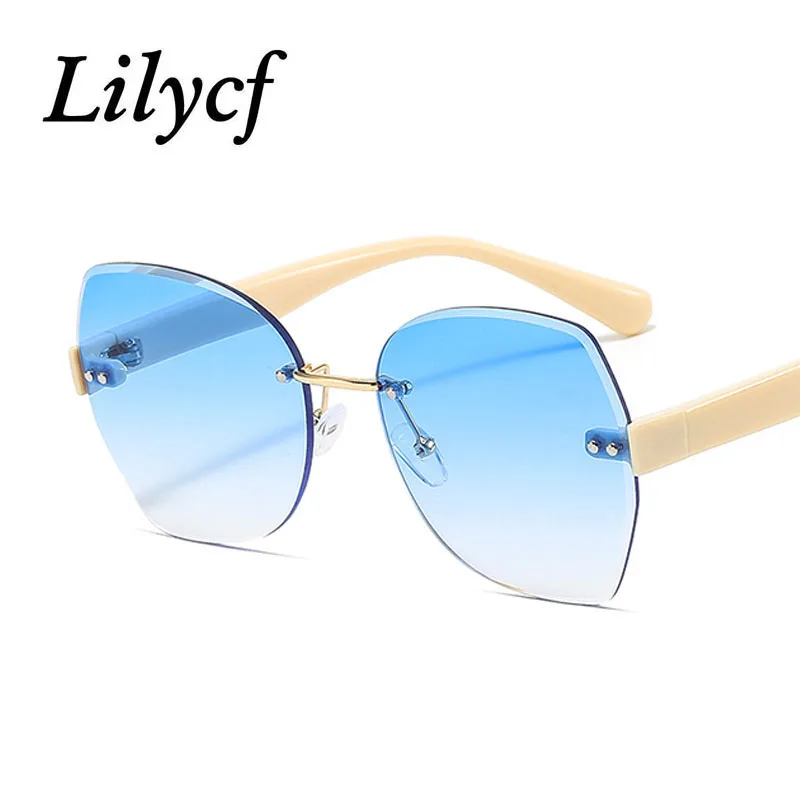 

Новинка 2022, женские солнцезащитные очки, металлические очки без оправы с градиентной оправой бабочки, смешанные высококачественные антибл...