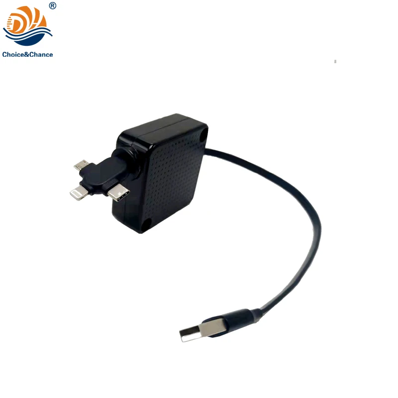 Выдвижная катушка для шнура быстрой зарядки 3 в 1 USB-кабель DYH-1706 для смартфона (art.: 3920cd3b85541) - 3920cd3b85541