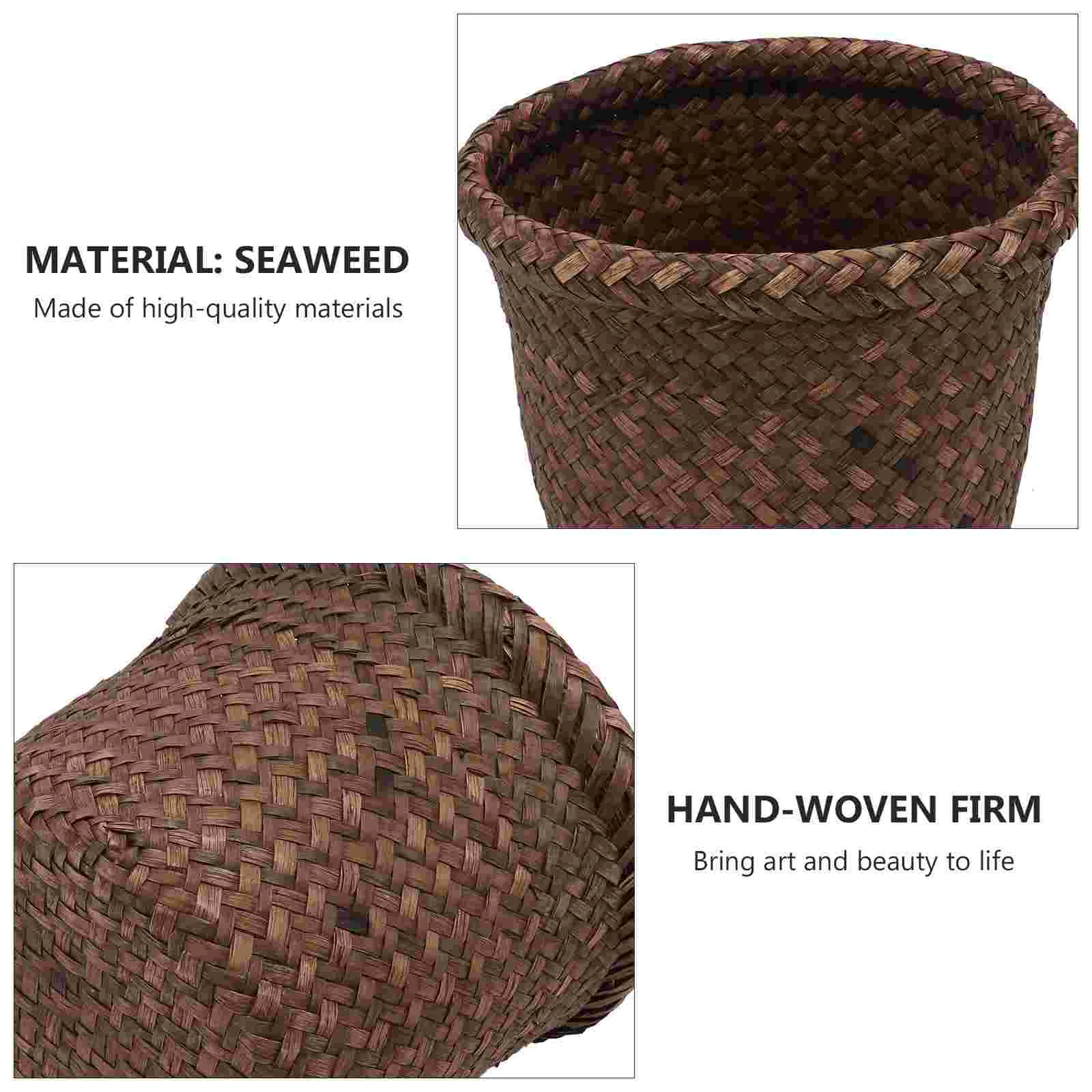 

Hanging Indoor Planters Woven Storage Basket Flower Container Box Weaving Seaweed Office